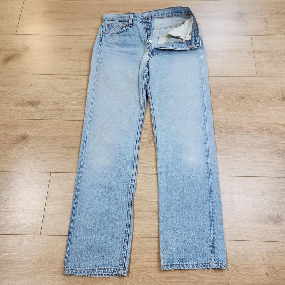Vintage Levis 501 Jeans Mens 28x30 Blue Light Wash Button Fly Denim Casual USA